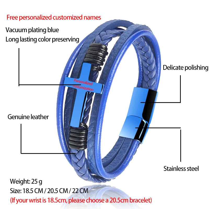 Wholesale Chakra Bracelet Letter Men Bracelet Charms For Cross Stainless Steel Multilayer Woven Black Bracelets