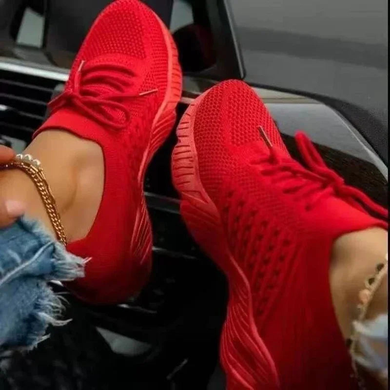 Buty damskie z siateczki sportowe sznurowane