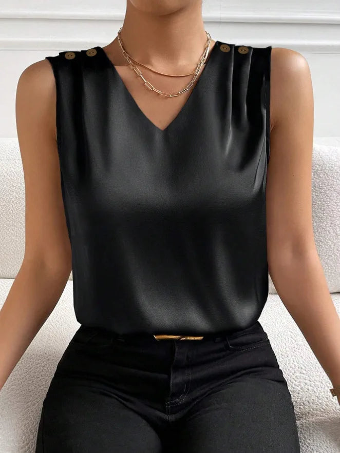 Solid Casual Loose Sleeveless Blouses For Women Fashion Summer Women's Oversized Shirts And Blouses Elegant Youth Female Tops