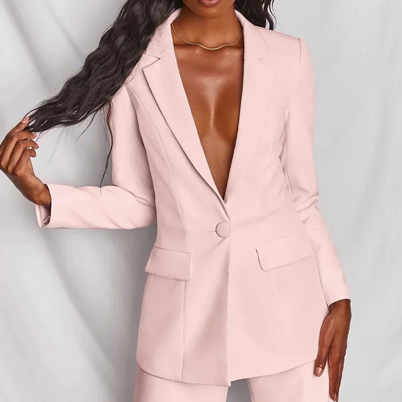 ZL1396 Autumn New Cross-Border Women's Fashion Elegant Long Sleeves Suit Straight-Leg Trousers Suit Already In Stock