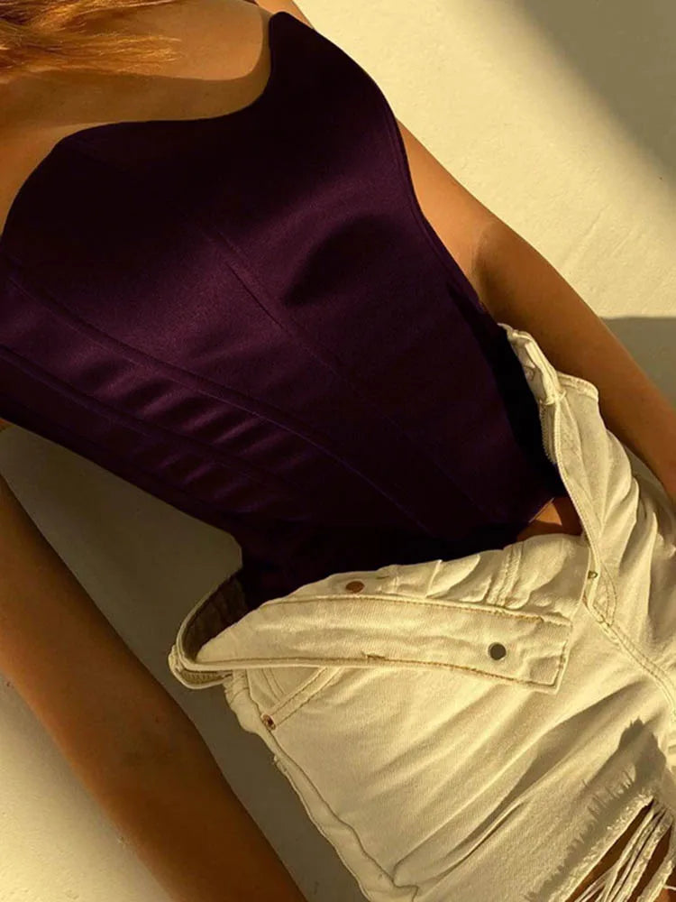 Summer Sexy Women's Tube Top Sleeveless Slim Fit Corset Cropped Strapless Vest Casual Elegant Solid Color 2025