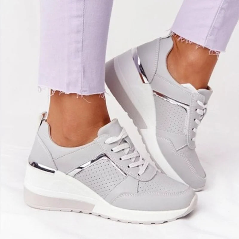 2022 New Women Chunky Sneakers Solid Color Platform Shoes Thick Bottom Zipper Women's Vulcanized Shoes Sneakers Zapatos De Mujer