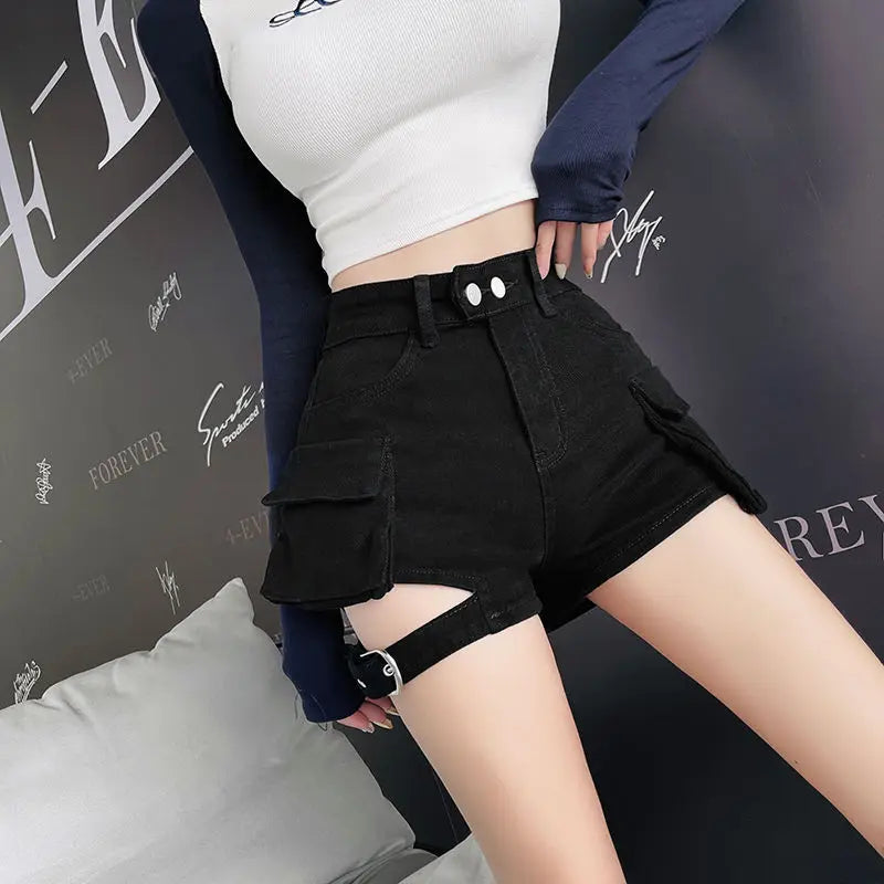 Szorty Damskie Jeansowe High Waist z Kieszeniami