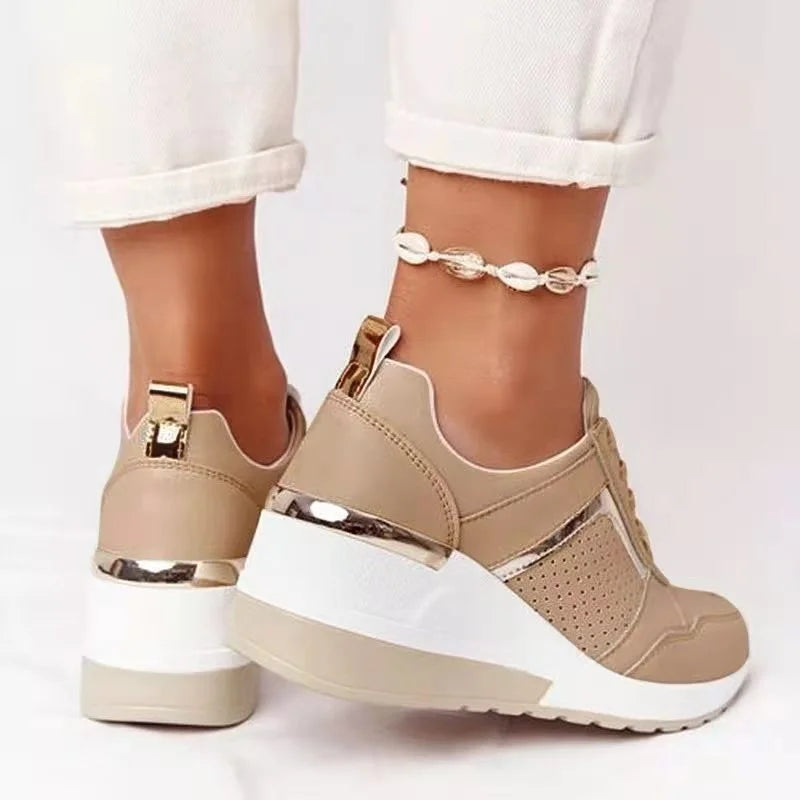 2022 New Women Chunky Sneakers Solid Color Platform Shoes Thick Bottom Zipper Women's Vulcanized Shoes Sneakers Zapatos De Mujer
