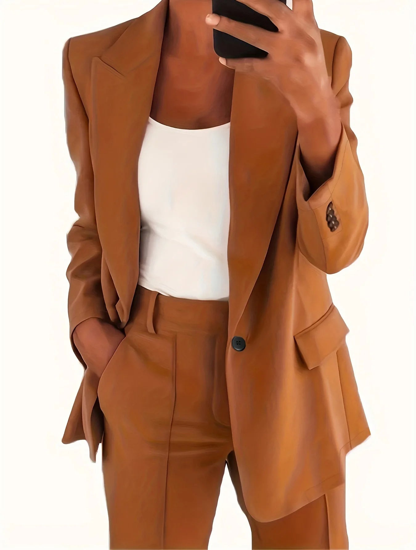 2025 S-5XL Women's Blazer Casual Long-sleeved Top Solid Color Suit Collar Button Simple Temperament Commuter Plus Size Blazer