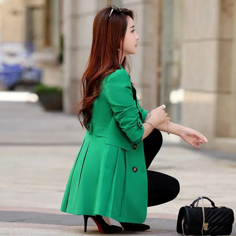 Women's Medium-Length Spring Autumn New Style Trench Jacket Korean Version For 30-40-50 Years Old Women's Clothing