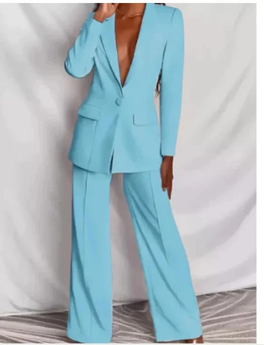 ZL1396 Autumn New Cross-Border Women's Fashion Elegant Long Sleeves Suit Straight-Leg Trousers Suit Already In Stock