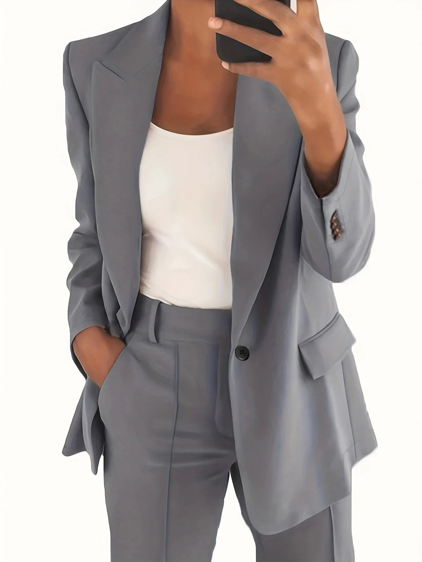 2025 S-5XL Women's Blazer Casual Long-sleeved Top Solid Color Suit Collar Button Simple Temperament Commuter Plus Size Blazer