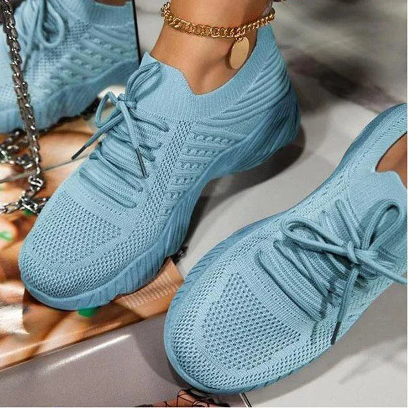 Buty damskie z siateczki sportowe sznurowane
