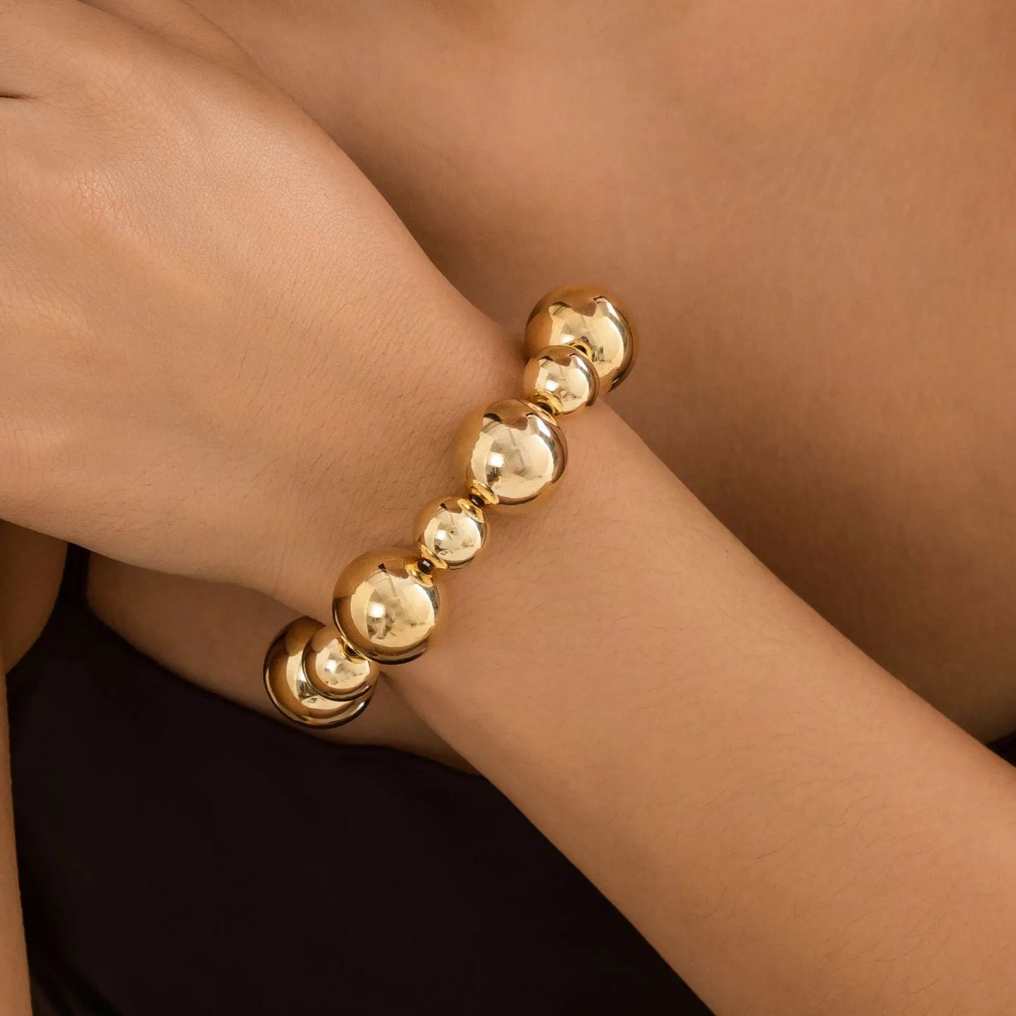 Gold Silver Color Acrylic Ball Beaded Choker Bracelet Necklace Women Men Trend Round Beads Short Necklace Stack Jewelry Collier