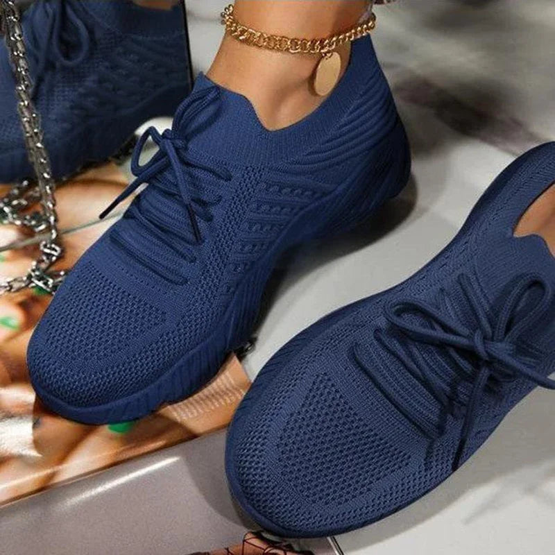 Buty damskie z siateczki sportowe sznurowane