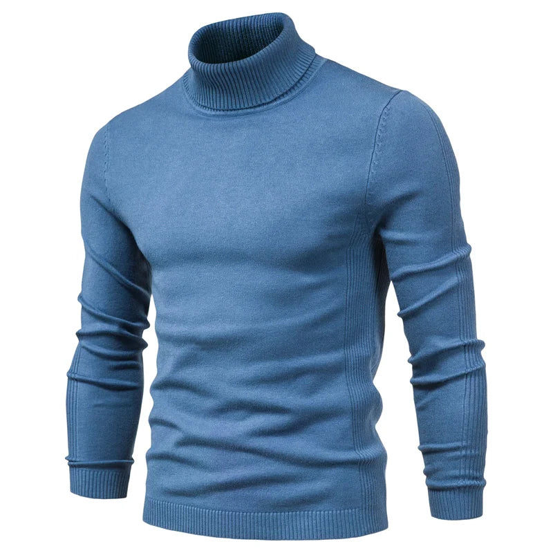 2021 New Winter Men Turtleneck Sweater Casual Solid Color Warm Pullover High Quality Slim High Neck Long Sleeve Sweater Men