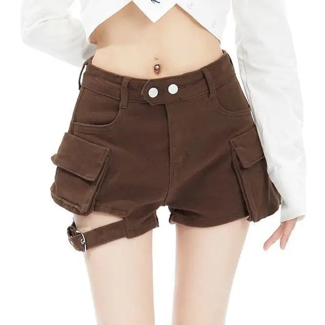 Szorty Damskie Jeansowe High Waist z Kieszeniami