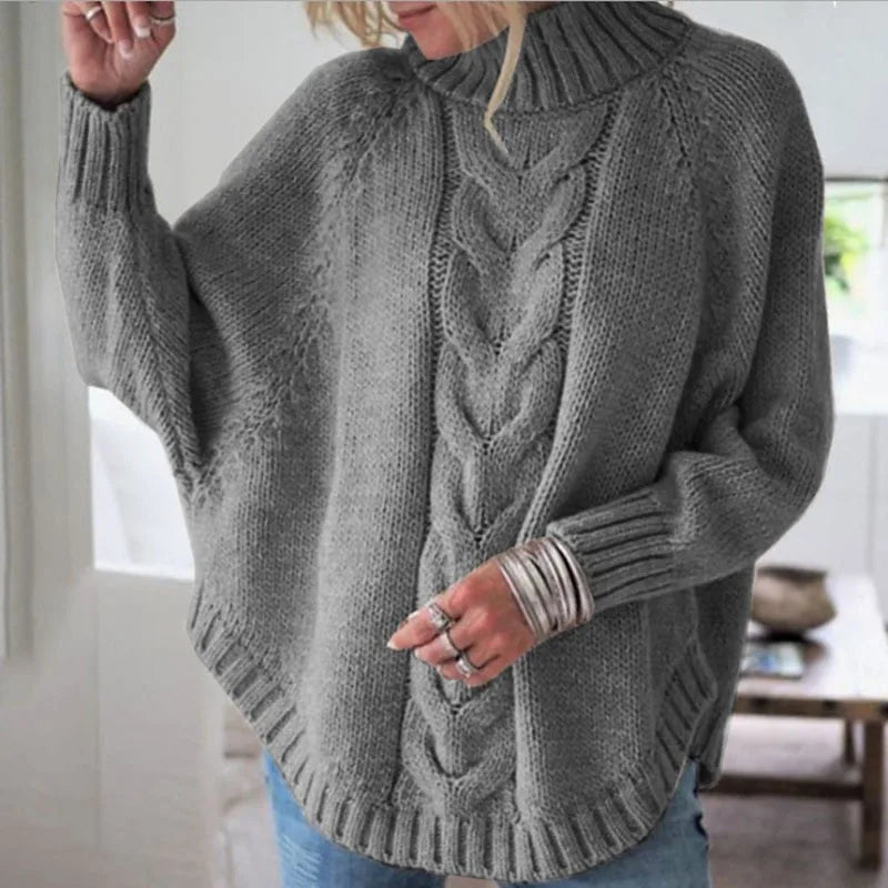 Europe Autumn Winter New Pullover Women Large-size Loose Bat Sleeve Knitted Sweater Female Fashion Streetwear