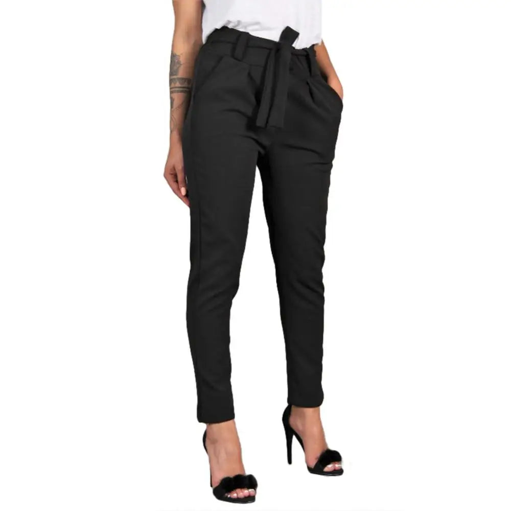 2024 Spring Summer Autumn Casual Slim Chiffon Thin Pants For Women High Waist Black Khaki Green Pants Woman Trousers