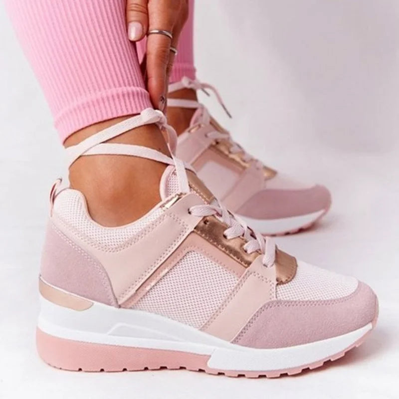 2022 New Women Chunky Sneakers Solid Color Platform Shoes Thick Bottom Zipper Women's Vulcanized Shoes Sneakers Zapatos De Mujer