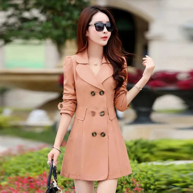 Women's Medium-Length Spring Autumn New Style Trench Jacket Korean Version For 30-40-50 Years Old Women's Clothing
