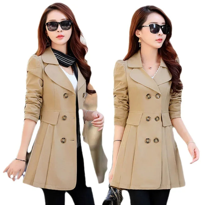 Women's Medium-Length Spring Autumn New Style Trench Jacket Korean Version For 30-40-50 Years Old Women's Clothing