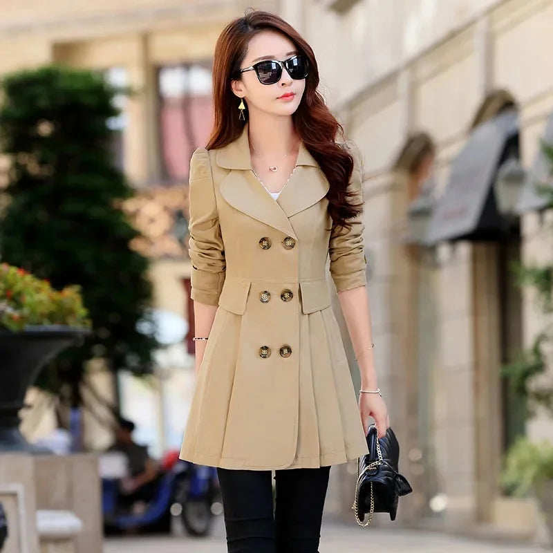 Women's Medium-Length Spring Autumn New Style Trench Jacket Korean Version For 30-40-50 Years Old Women's Clothing