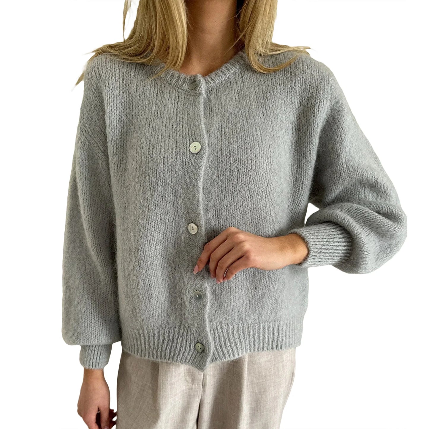 2024 New Women Button up Sweaters Casual Lightweight Solid Color Knit Cardigans Warm Fall Knitwear for Streetwear