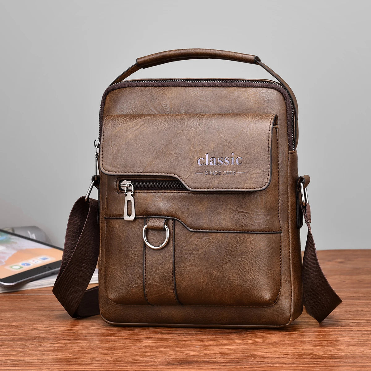 2024 New Luxury Brand Men Crossbody Bag Leather Shoulder Bag For Men Handbags Brown Business Large Capacity Messenger Side Bags