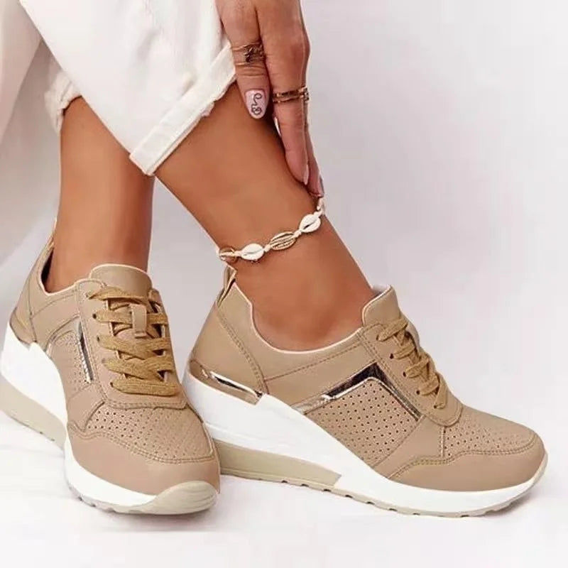 2022 New Women Chunky Sneakers Solid Color Platform Shoes Thick Bottom Zipper Women's Vulcanized Shoes Sneakers Zapatos De Mujer