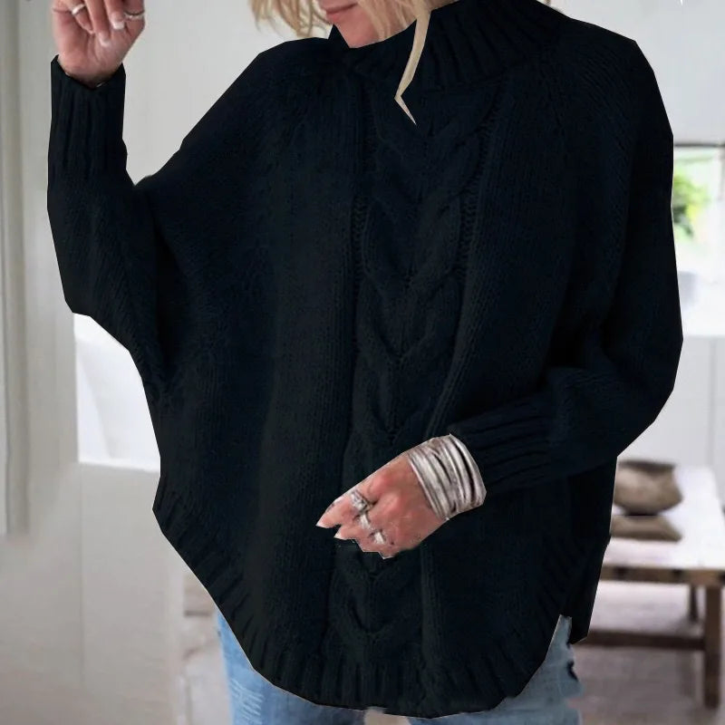 Europe Autumn Winter New Pullover Women Large-size Loose Bat Sleeve Knitted Sweater Female Fashion Streetwear