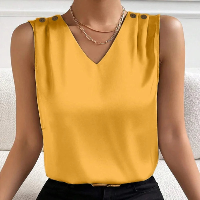Solid Casual Loose Sleeveless Blouses For Women Fashion Summer Women's Oversized Shirts And Blouses Elegant Youth Female Tops