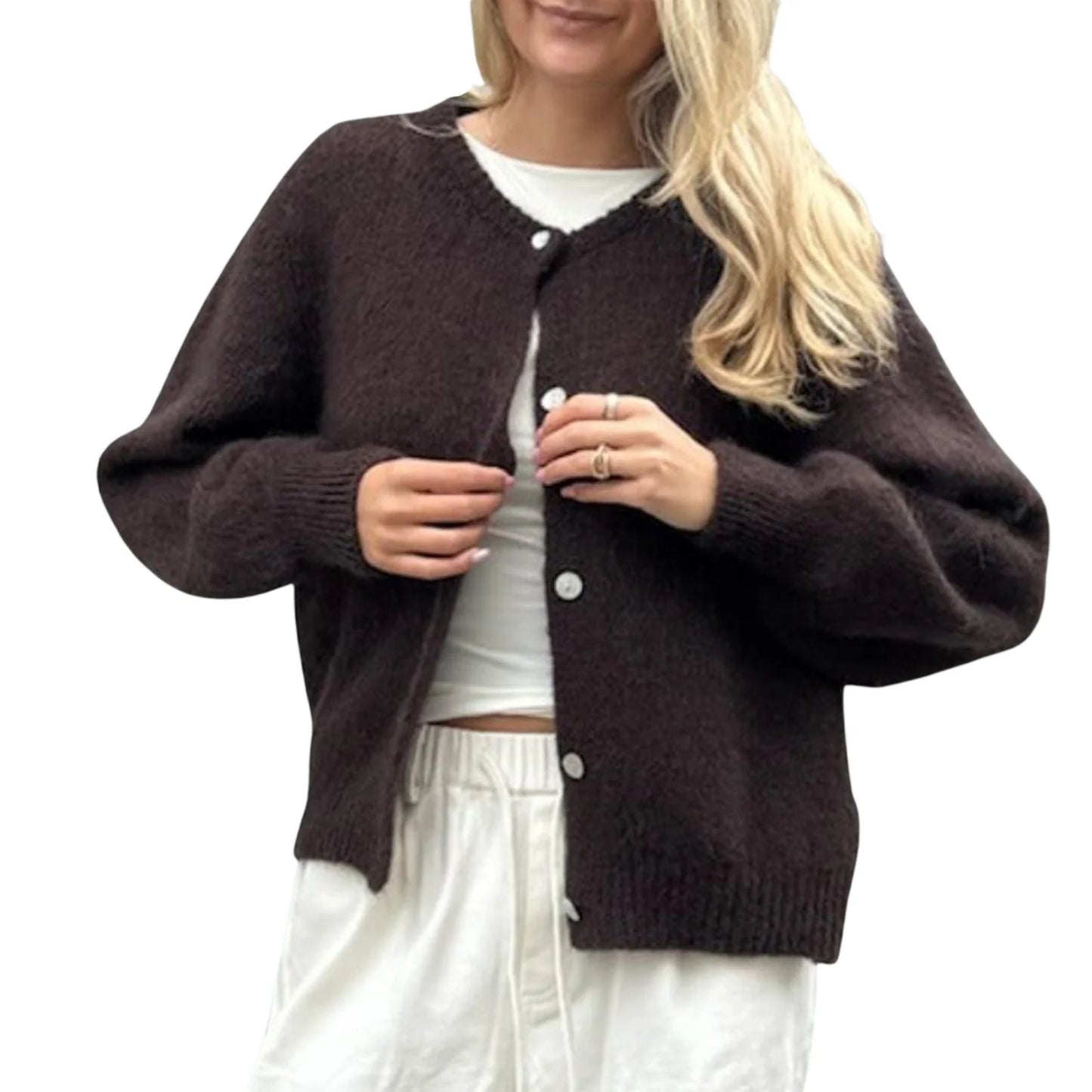 2024 New Women Button up Sweaters Casual Lightweight Solid Color Knit Cardigans Warm Fall Knitwear for Streetwear