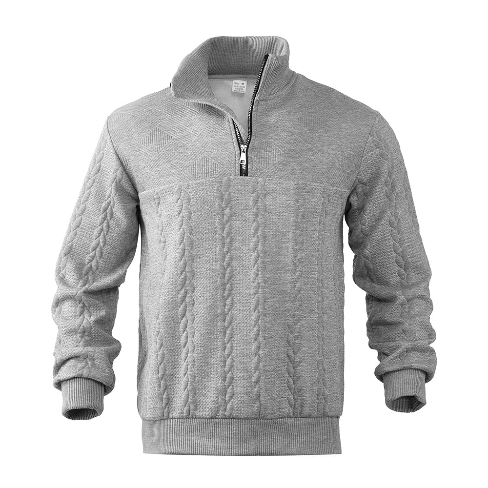 Bluza Męska w Paski z Półgolfem i Zamkiem