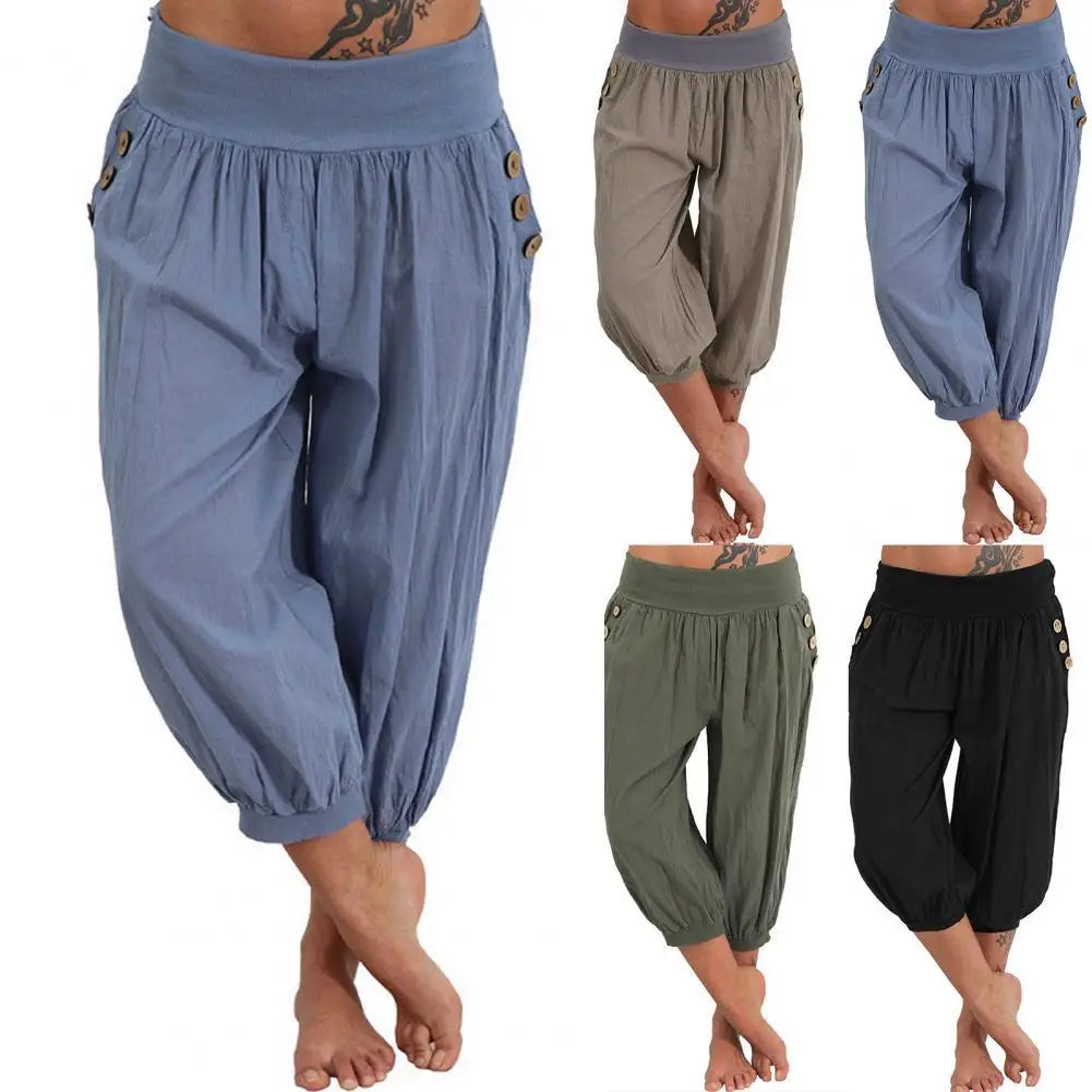 Women Pants Lantern Shape Loose Casual Harem Pants Solid Color Bloomers Trousers Sports Female Pants