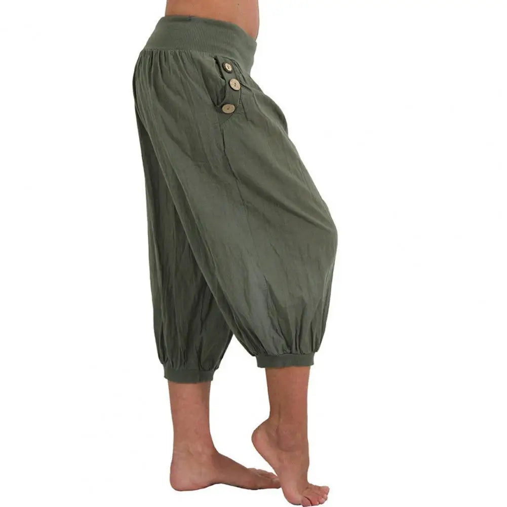 Women Pants Lantern Shape Loose Casual Harem Pants Solid Color Bloomers Trousers Sports Female Pants
