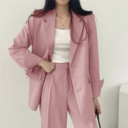 Garnitur Damski Slim Fit z Marynarką i Spodniami Wide Leg