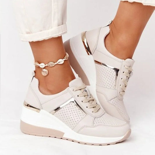 2022 New Women Chunky Sneakers Solid Color Platform Shoes Thick Bottom Zipper Women's Vulcanized Shoes Sneakers Zapatos De Mujer