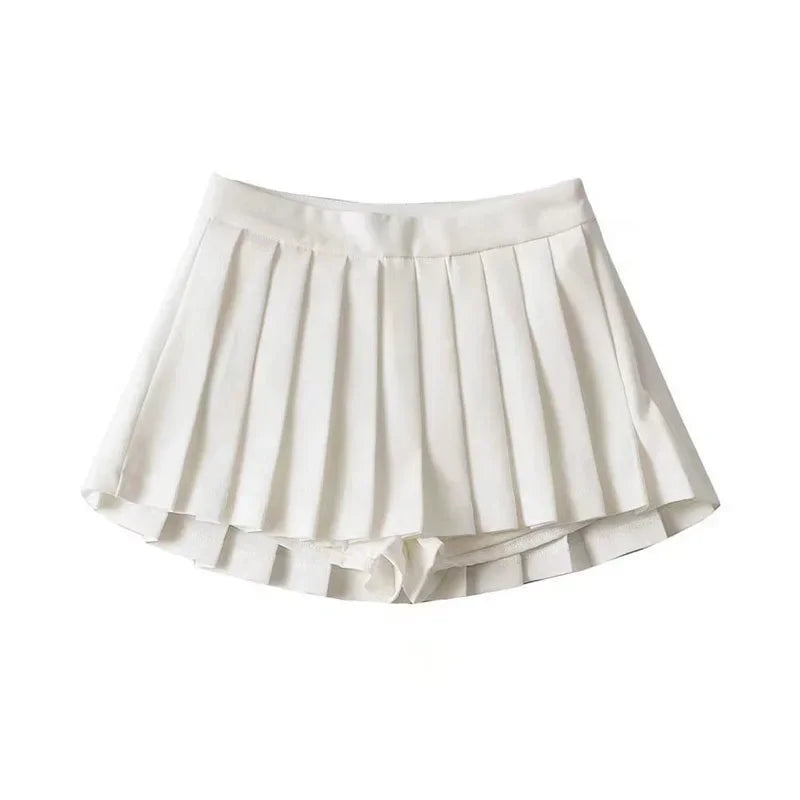 Mooyufon Sexy Women Pleated Skirts High Waist Summer Vintage Mini Skirts Korean Tennis Student White Designed Dance Skirt