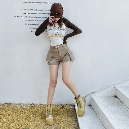 Szorty Damskie Jeansowe High Waist z Kieszeniami