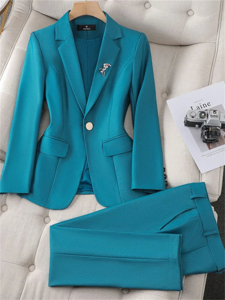 Yitimuceng Slim 2 Piece Sets Office Wear Women 2024 New Fashion Turn Down Collar Single Button Blazers Casual Pencil Pant Suits