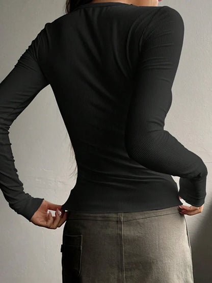 Bluzka Damska Slim Fit z Długim Rękawem
