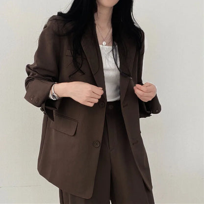 Garnitur Damski Slim Fit z Marynarką i Spodniami Wide Leg