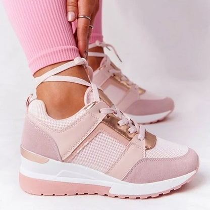 Buty damskie sznurowane PU z kolorowymi wstawkami