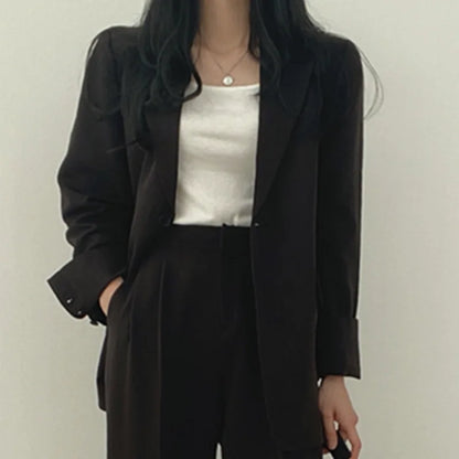 Garnitur Damski Slim Fit z Marynarką i Spodniami Wide Leg